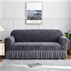 Hiseng Jacquard Strisce Copridivano 1 2 3 4 Posti, Copridivano Elasticizzato, Copridivano con Braccioli Tessuto Super Morbido Universale Copri Divano Antiscivolo (4 posti,Grigio Carbone)