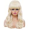 PORSMEER Beehive Parrucca bionda da donna anni '60 vintage lunga riccia bouffant updo donna vittoriana parrucca 50s anni '70 costume sposato casalinga resistente al calore parrucche sintetiche per