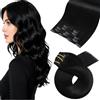 Moresoo Extension Capelli Clip Fascia Unica Nero Corvino 50 cm Extension Clip Capelli Veri She Senza Grovigli Capelli Remy 80g 5 Pezzi #1