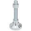 Ganter Normelemente Ganter Norm elementi | da piedi/piedini di livellamento con uso generico - GN 343.2 | Piede diametro: 40 mm | in acciaio zincato, Blu passivato | 1 pezzi, argento, GN 343.2-40-M10-63-OS
