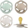 nip - Cherry Green Newborn | 0-2 mesi | Ciuccio per l'allattamento con la popolare forma a disco per neonati. Ciuccio sostenibile realizzato con materie prime naturali | 4 pezzi, verde/marrone