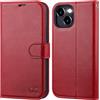 OCASE Custodia iPhone 15 Plus, Cover iPhone 15 Plus Interno TPU Antiurto Portafoglio [RFID Blocking] [Carta Fessura] [Supporto Stand] Custodie in Pelle per iPhone 15 Plus (6,7 Pollici) - Rosso