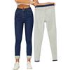 Yehopere Pantaloni Termici Invernali Foderati in Pile da Donna Slim Fit Caldo Skinny a Vita Alta Denim Jeans, Blu, M