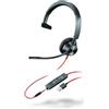 POLY Plantronics - Cuffie USB-A Blackwire 3315 cablate, mono orecchio (mono) con microfono ad asta (poli) - Collegamento a PC/Mac tramite USB-A o cellulare/tablet tramite connettore da 3,5 mm - Funziona