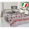 Biancheria&Casa Copriletto Estivo Prodotto Italiano Cotone Piquet Cuori e Mongolfiera affare : Colore - Rosso, Misura - Matrimoniale