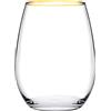 PASABAHCE Amber Confezione 6 Bicchieri, Vetro, Trasparente con Bordo Oro, 35 cl