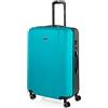 ITACA - Valigia Grande Rigida Viaggio Rigide. Trolley Grande con 4 RuoteDoppie Girevoli. Materiale ABS Valigia Rigida Grande Resistente e Leggero TSA, Turchese/antracite