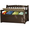 Keter Cassapanca contenitore Eden Storage Bench con Capacità di 265 Litri in Resina, Resistente agli agenti atmosferici, Colore Marrone/Beige, 140 x 60 x 84 cm