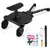 FNRIDS Pedana Passeggino Universale con Sedile, FNRIDS Tavolette Portatili per Passeggini, con cinghia di sospensione,Design Stabile a due Ruote, Accessori per Passeggini per Bambini da 2 a 6 anni (nero)
