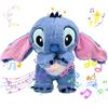 PQKL-party Stitch Che Respira, 28cm Peluche Stitch Che Respira, Stitc-h Rilassante, Peluche Portatile Con Musica, Luci E Movimento Ritmico, Adatto Regali Bambini