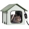 VEVOR Cuccia Riscaldata per Gatti 26-55℃ da Esterno Con Temperatura Regolabile, Tessuto Oxford 600D, Cuscinetto Riscaldato 30x30 cm, Taglia Piccola, Verde