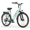 HillMiles MTB HillMiles MileCity1 Bicicletta elettrica per adulti da 26, batteria rimovibile da 36V 13Ah a 7 velocità, e-bike da 25 km/h e 80-100 km di autonomia per pendolari urbani (Verde)
