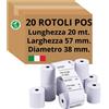 Easy8 20 Rotoli Pos, 57x20 metri, Rotolini Pos, foro 12 mm, per Scontrini, Rotol