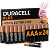 Duracell Batterie Plus AAA (pacco da 24) - Pile Alcaline 1.5V - Fino al 100% di extra durata - Affidabilità per i dispositivi a uso quotidiano - 0% plastica - 10 anni di conservazione - LR03 MN2400