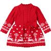 Odizli Vestito a maglia per neonati, autunno inverno, a maniche lunghe, alce natale, Colore: rosso, 12-18 Mesi