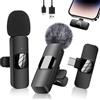 WELLXUNK Microfono Wireless, Microfono Lavalier Wireless per iPhone Android iPad, Mini Microfono Lavalier per Registrazione Video, Streaming Live, Podcast, Vlog, YouTube/TikTok