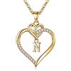 TINGN Collana con Ciondolo a Cuore da Donna, Catena a Cuore in Oro con Lettere Gioielli Catena con Iniziale N da Donna in Oro Regalo da Donna per Le Donne MaMa Fidanzata Compleanno Natale Regali Donna