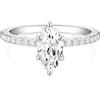 Titaniumcentral 2CT - Anello di fidanzamento da donna in oro e argento, con zirconi, taglio marchese, Metallo non prezioso, Zirconia cubica