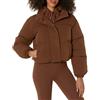 Amazon Essentials Piumino Corto con Cerniera a Tutta Lunghezza (Pile Trapuntato Opaco o Sherpa) Donna, Marrone Intenso, L