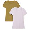 Amazon Essentials T-Shirt Girocollo a Maniche Corte con Vestibilità Classica - colori fuori produzione Donna, Pacco da 2, Verde Oliva/Lavanda, M
