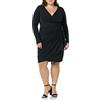 Amazon Essentials Abito Classico Avvolgente a Maniche Lunghe (Taglie Forti Disponibili) Donna, Nero, 5XL Plus