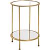 HAKU Möbel Tavolino oro, Metallo, vetro di sicurezza, specchio - Dim. A 55 cm x Ø 38 cm, Stile Art Deco