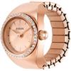 Fossil Orologio Ring da donna, movimento al quarzo a due lancette con cinturino in acciaio inossidabile, Tonalità oro rosa e glitter, 15 mm