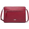 David Jones - Borsa a Tracolla Donna - Borsa a Mano Piccola Pelle PU - Borsetta Piatta 2 Scomparti - Borsa Lavoro Viaggio Telefono Quotidiana - Rosso