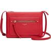 David Jones - Borsa a tracolla da donna - Borsa piatta piccola borsetta indossata a spalla in similpelle PU - Borsa classica elegante città - Borsa 2 tasche per telefono shopping da viaggio, rosso,