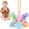 SUPERBE BEBE Giocattolo Montessori per la dentizione e sensoriale - Anello in Silicone - Sonaglio educativo a Forma di Palla - Apprendimento precoce e Sviluppo - Regalo di Nascita