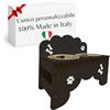 MINDWOOD Porta Ciotole Personalizzato Rialzato per Cani e Gatti con 2 Ciotole in Acciaio Inox, Taglie da Toy a Maxi, in Legno Naturale, Design Elegante Made in Italy (Nero, Piccola)
