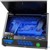 movgul Cassaforte per pistola, cassaforte biometrica con display LCD di temperatura e umidità, porta USB, cassaforte per pistola a 3 vie ad accesso rapido per impronte digitali, sicura per comodino