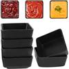 YGKYMVW 6 Pezzi Ciotoline per Aperitivo, Ciotole per Salsa di Soia Ciotola per Snack Ciotole Aperitivo Quadrate, Nero Piccole Ciotole Plastica Mini Ciotole per Salse Intingoli Spezie