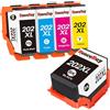 HenceBuy 202 XL Cartucce d'inchiostro Compatibile per Epson 202XL Multipack per Epson Expression Premium XP-6100 XP-6105 XP-6000 XP-6005 XP6100 XP6105 XP6000 (Nero Foto Nero Ciano Magenta Giallo)