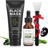 SHVYOG Maschera Viso Peel Off Per Punti Neri, SHVYOG 3 in 1 Maschera al Carbone per La Rimozione dei Punti Neri con Pennello e Siero Dell'albero del Tè, Sporco, Acne, Restringimento dei Pori (100 g + 30 ml)