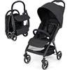 LIFEZEAL Passeggino Ultraleggero per Bambini 0-36 Mesi, Passeggino Compatto da Viaggio a Ombrello, per Aereo, Pieghevole, Regolabile, con Cintura di Sicurezza, Ruote, Freno, Parasole, Cesto (nero)