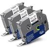 Labelwell 3x Nastro per Etichette Compatibile per Brother TZe-211 TZe211 TZ-211 TZ 6mm Nero su Bianco Nastro Laminato Cassette per Brother P-Touch PT-1010 1000 H100r P300bt H108 H107b H105 D200 D400