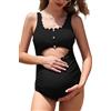 SHEKINI Costume da bagno da donna Premaman Scalloped One Piece Cut Out Gravidanza Costume da bagno, Nero , XL