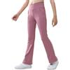 SEAUR Pantaloni a zampa da ragazza, sportivi, con 2 tasche, lunghi da yoga, 110-160, Colore: rosa., 140/150 cm