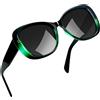 Joopin Occhiali da Sole da Donna Cateye Retro TR90 Polarizzati Occhi di Gatto Oversize Moda Vintage Occhiale da Sole (Verde Nero)