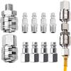 Comioke 10 Pcs Attacchi Connettore Rapidi Europei 1/4BSP Raccordi Aria Compressa, Compressori per Linea, Rapido per innesto aria e connettori Maschio