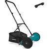 VONROC Tosaerba Manuale - Silenzioso, Lame in Acciaio 65MN, Altezza Regolabile, Raccoglierba 18L, 400 mm