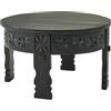 FineBuy Tavolino Salotto Legno Massello Nero Tavolo da Soggiorno 60x60x36cm | Tavolinetto Rotondo Orientale | Tavolino da caffè