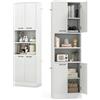 KOMFOTTEU Credenza Alta da Cucina 190 cm, Mobile Cucina Dispensa in Legno, Mobile Buffet con 2 Armadio e Ripiano Semi-aperto, per Soggiorno, Sala da Pranzo, Bagno, 56 x 30 x 190 cm (Color Quercia)
