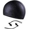 CATOR 1 x cuffia nuoto silicone nero da donna e da uomo con 1 paio di tappi per le orecchie da nuoto antiperdita, comodi, resistenti e rispettosi dell'ambiente.