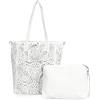 ANGELO Borsa a Spalla da Donna, Borsa Shopper Traforata Grande Capienza, Inclusa Pochette a Tracolla Regolabile, Shopping Bag Hobo in Pelle PU per Lavoro, Ufficio, Viaggio, Università (Bianco)