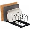 simplywire - Supporto allungabile per teglie e taglieri - Rastrelliera per coperchi - Organizer per credenza da cucina - Nero