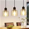 ZMH Lampada a sospensione Tavolo da pranzo Lampada da tavolo vintage a 3 lampadine Lampada a sospensione E27 in vetro nero Lampada a sospensione retrò per sala da pranzo, senza lampadina