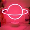 JEMESI Planet Neon Signs Luce Notturna Rosa per Camera da Letto per Natale Festa di Compleanno Festival Decorazioni Regali per Bambini, Alimentata da Batteria/USB