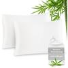 ATsense Set di 2 federe in fibra di bambù, 40 x 60 cm, anallergiche, in raso, morbide come la seta, per capelli e pelle, colore bianco naturale